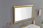 48 in. W x 30 in. H Oversized Rectangular Gold Framed LED Mirror Anti-Fog Dimmable Wall Mount Bathroom Vanity Mirror