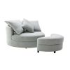 Accent Swivel Barrel Chair with Storage Ottoman and 4 Pillows