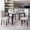 5-Piece Dining Set has Faux Marble Table and 4 Padded Chairs