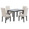 5-Piece Dining Set has Faux Marble Table and 4 Padded Chairs