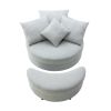 Accent Swivel Barrel Chair with Storage Ottoman and 4 Pillows