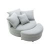 Accent Swivel Barrel Chair with Storage Ottoman and 4 Pillows