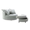 Accent Swivel Barrel Chair with Storage Ottoman and 4 Pillows