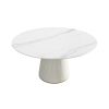 Modern White Stone 59" Round Dining Table With Seating For 8