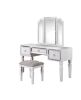 Majestic Classic White Vanity Set with Stool and Tri-Fold Mirror