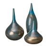 3 Madison Park Aurora Blue and Bronze Decorative Glass Vases