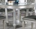 Antique Silver Traditional Round Dining Table and 4 Side Chairs