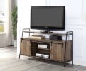 ACME Rashawn TV Stand , Rustic Oak & Black Finish LV00152