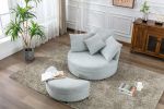 Accent Swivel Barrel Chair with Storage Ottoman and 4 Pillows