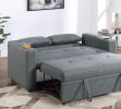 Contemporary Black Gray Sleeper Sofa Pillows Plush Tufted Seat 1pc Convertible Sofa w Cup Holder Polyfiber Couch Living Room Furniture