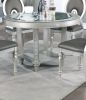 Antique Silver Traditional Round Dining Table and 4 Side Chairs