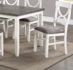 Casual 6pc Dining Table Set with 4 Chairs and A Bench, White