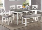 Casual 6pc Dining Table Set with 4 Chairs and A Bench, White