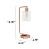 Modern Iron Desk Lamp with Glass Shade, Rose Gold