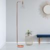 Modern Arched Lantern Floor Lamp, Glass Shade, Rose Gold