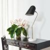 Asymmetrical Marble and Metal Desk Lamp with Black Sloped Shade