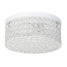 Glam 2 Light 12 Inch Round Flush Mount, White