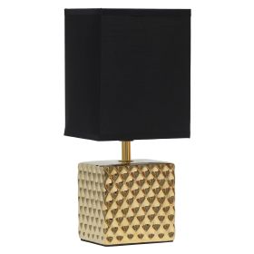 Contemporary Petite Hammered Metallic Gold Square Lamp