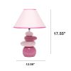 Priva 17.25" Contemporary Ceramic Stacking Stones Table Desk Lamp for Home Décor, Bedroom, Living Room, Dining Room, Entryway, Office, Pink