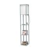 Floor Lamp Etagere Organizer, 2 USB and Linen Shade, Gray