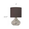 Glass Raindrop Tabletop Lamp with Fabric Shade, Smoke Gray with Gray Shade