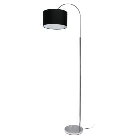 Arched Brushed Nickel Floor Lamp, Black Shade