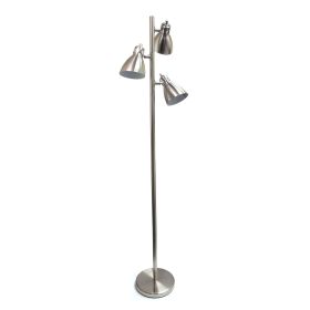 Modern Metal 3-Light Tree Floor Lamp, Brushed Nickel Finish