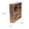 Bartow Wall Mounted Wood Wine Rack Shelf with Glass Holder, Restored Wood