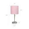 Stick Lamp with USB charging port and Fabric Shade 2 Pack Set, Light Pink