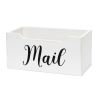 Rustic Farmhouse Wooden Tabletop Decorative Script Word "Mail" Organizer Box, Letter Holder, White Wash