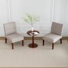 Slipper Fabric Accent Chair Set of 2 with Round Wood Table, Beige