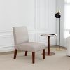 Slipper Fabric Accent Chair Set of 2 with Round Wood Table, Beige