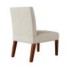 Slipper Fabric Accent Chair Set of 2 with Round Wood Table, Beige