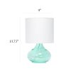 Glass Raindrop Tabletop Lamp with Fabric Shade, Aqua with White Shade