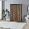 Full Murphy Bed Cabinet Self-Close and Open Rustic Brown