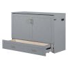 Full Size Murphy Bed Chest with drawer and USB Ports Gray