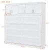 Full Size Murphy Wall Bed With Storage Top Cabinets, White