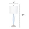 Stylus Table Lamp with White Fabric Shade, Blue