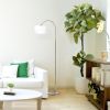 Brushed Nickel Arched Floor Lamp, White Shade