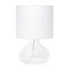 Glass Raindrop Tabletop Lamp with Fabric Shade, Clear with White Shade