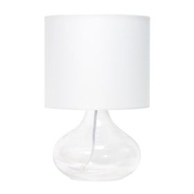 Glass Raindrop Tabletop Lamp with Fabric Shade, Clear with White Shade