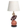 SportsLite 22" Tall Popular Sports Combo Basketball, Baseball, Football Polyresin Table Desk Lamp with Light Beige Tapered Drum Fabric Shade