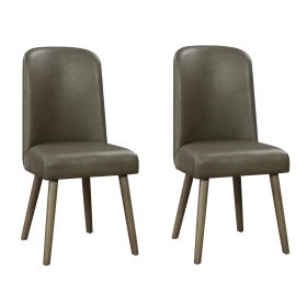 2 Grey Oak and Grey Faux Leather Upholstered Back Chairs