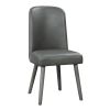 2 Grey Oak and Grey Faux Leather Upholstered Back Chairs