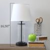 Encased Metal and Clear Glass Tabletop Lamp, White on Black