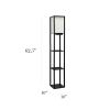 Floor Lamp Etagere Organizer, 2 USB and Linen Shade, Black