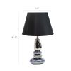 Stacked Chrome and Metallic Blue Stones Ceramic Table Lamp with Black Shade