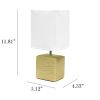 Petite Faux Stone Tabletop Lamp with Fabric Shade, Beige with White Shade