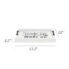 Salento Farmhouse Rectangular Decorative LED Light Up Wooden Serving Tray with Black Metal Handles and "Wake up and make up" in Black Script for Home