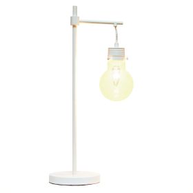 White Matte 1 Light Beacon Table  Lamp with Clear Glass Shade